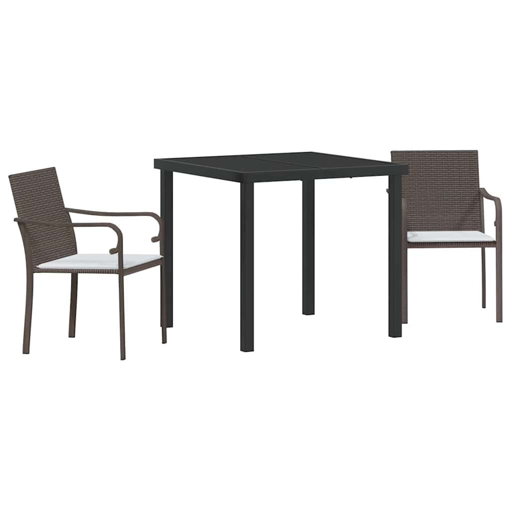 Conjunto de Comedor de Jardín 3 pcs Marrón y Negro