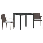 Conjunto de Comedor de Jardín 3 pcs Marrón y Negro