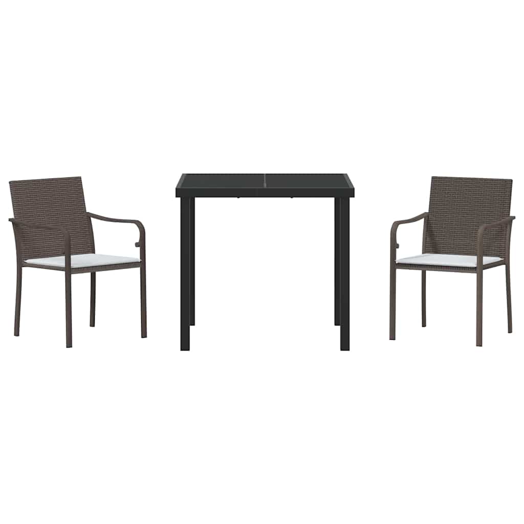 Conjunto de Comedor de Jardín 3 pcs Marrón y Negro