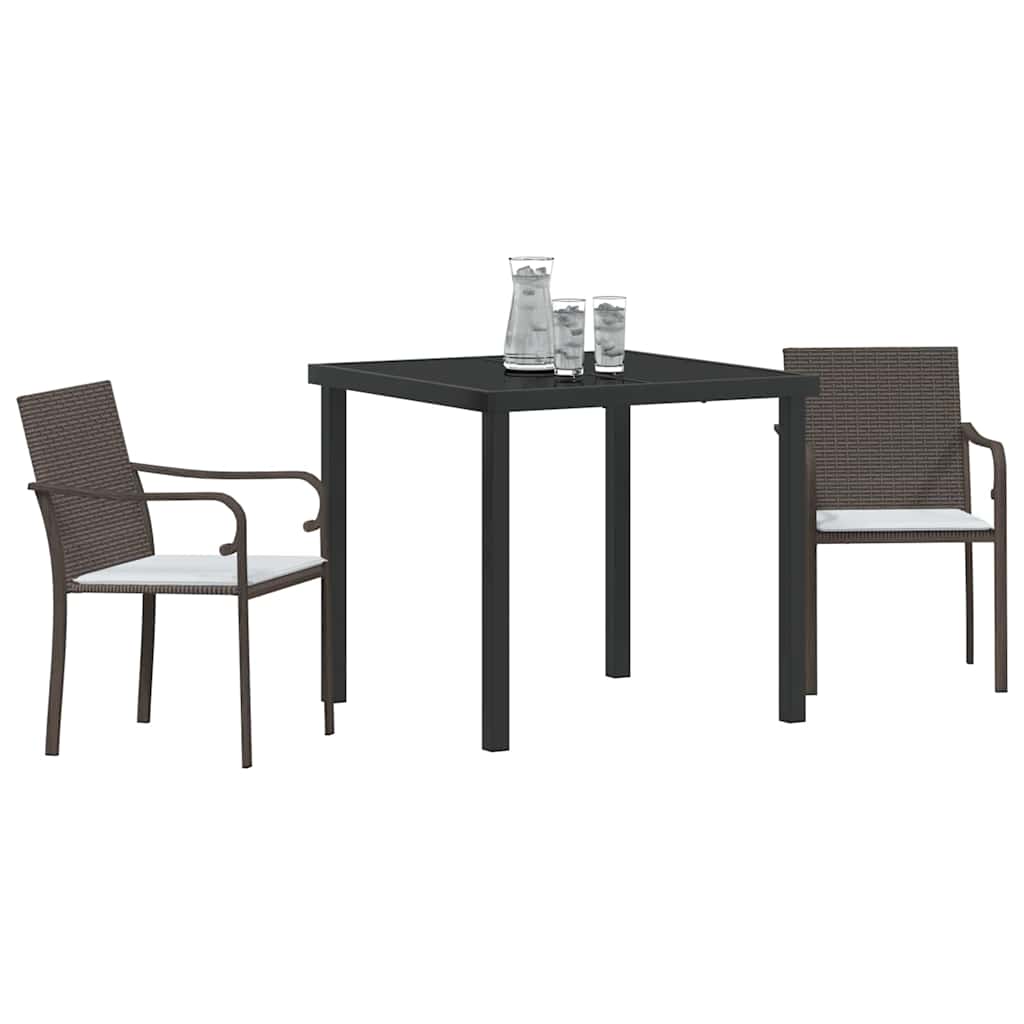 Conjunto de Comedor de Jardín 3 pcs Marrón y Negro