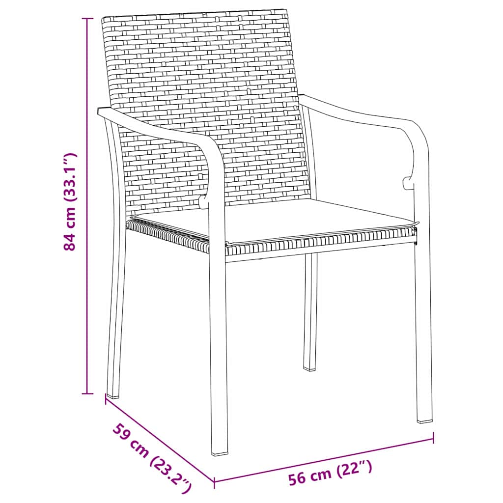 Conjunto de Comedor de Jardín 3 pcs Marrón y Negro
