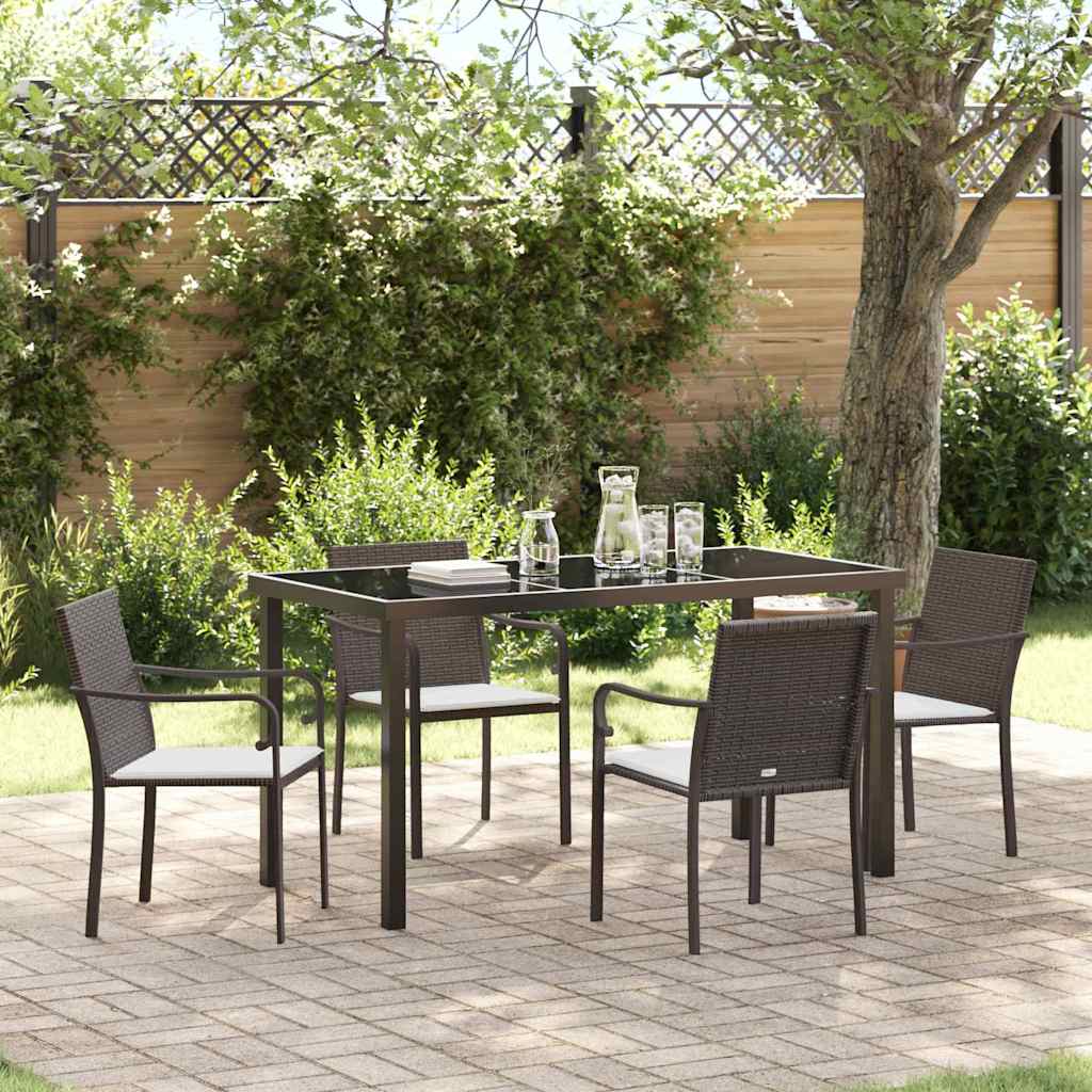 Conjunto de Comedor de Jardín 3 pcs Marrón y Negro