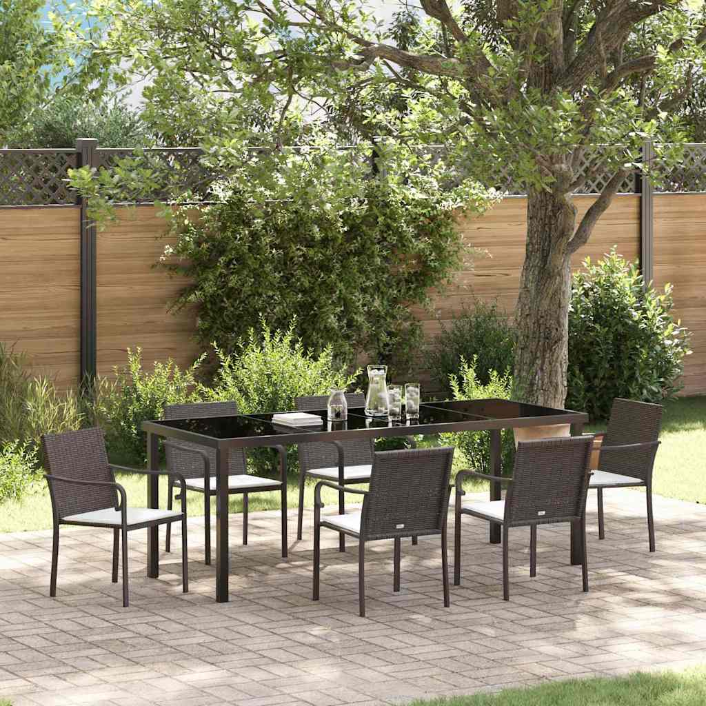 Conjunto de Comedor de Jardín 3 pcs Marrón y Negro