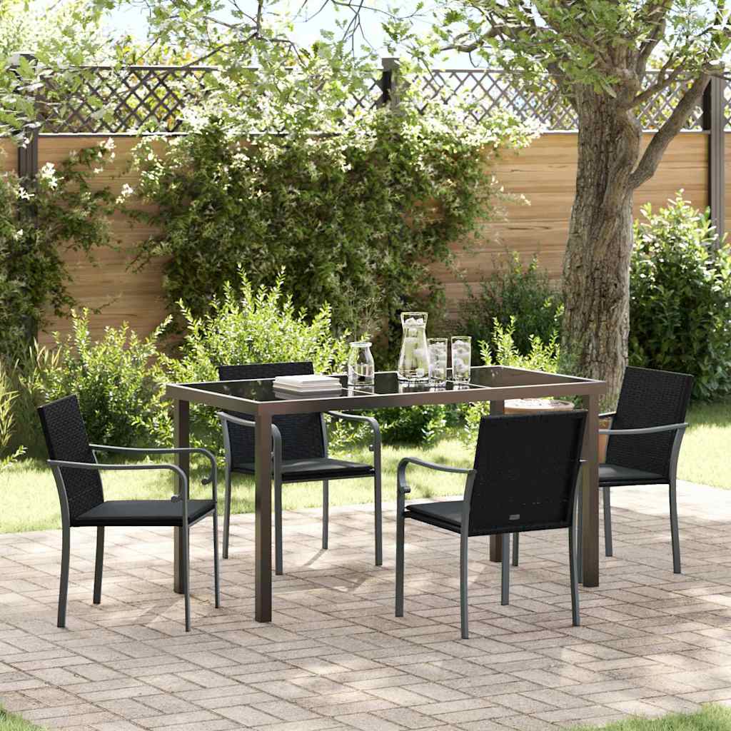 Conjunto de Comedor de Jardín 3 pcs Marrón y Negro