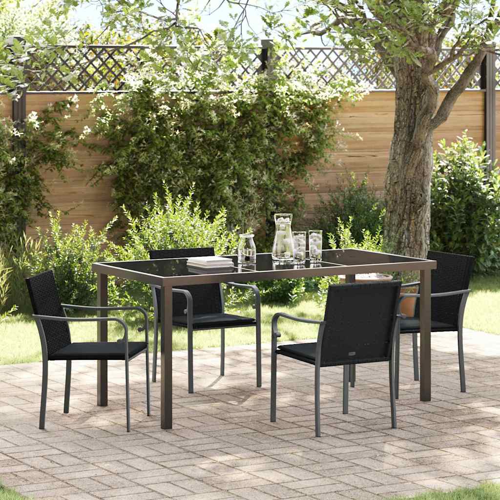 Conjunto de Comedor de Jardín 3 pcs Marrón y Negro
