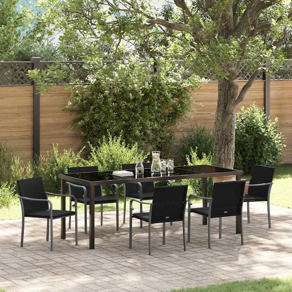 Conjunto de Comedor de Jardín 3 pcs Marrón y Negro