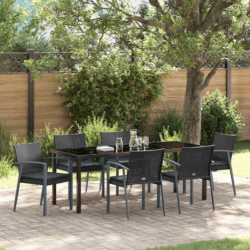 Conjunto de Refeição de Jardim 11 peças Preto Aço
