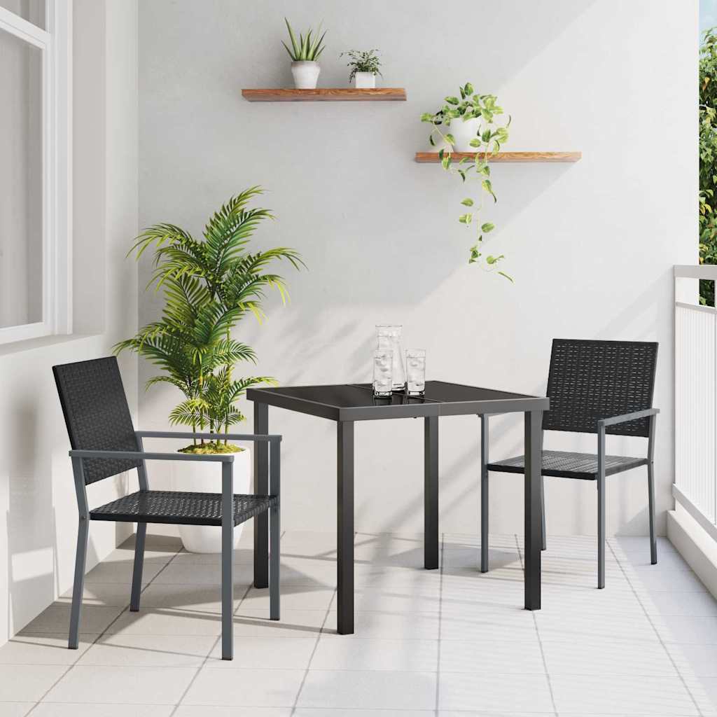 Conjunto de Comedor de Jardín 3 pcs Negro Ratán sintético