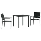 Conjunto de Comedor de Jardín 3 pcs Negro Ratán sintético