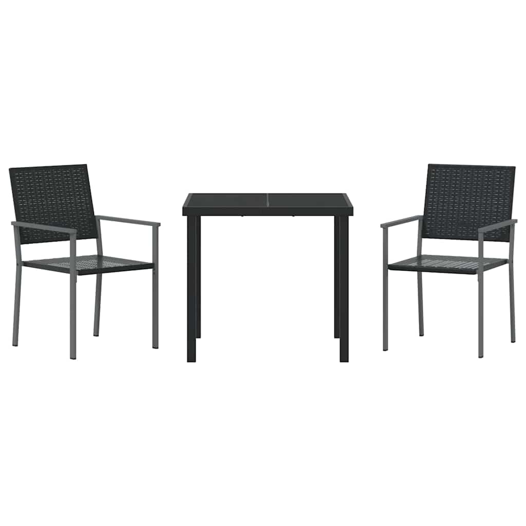 Conjunto de Comedor de Jardín 3 pcs Negro Ratán sintético
