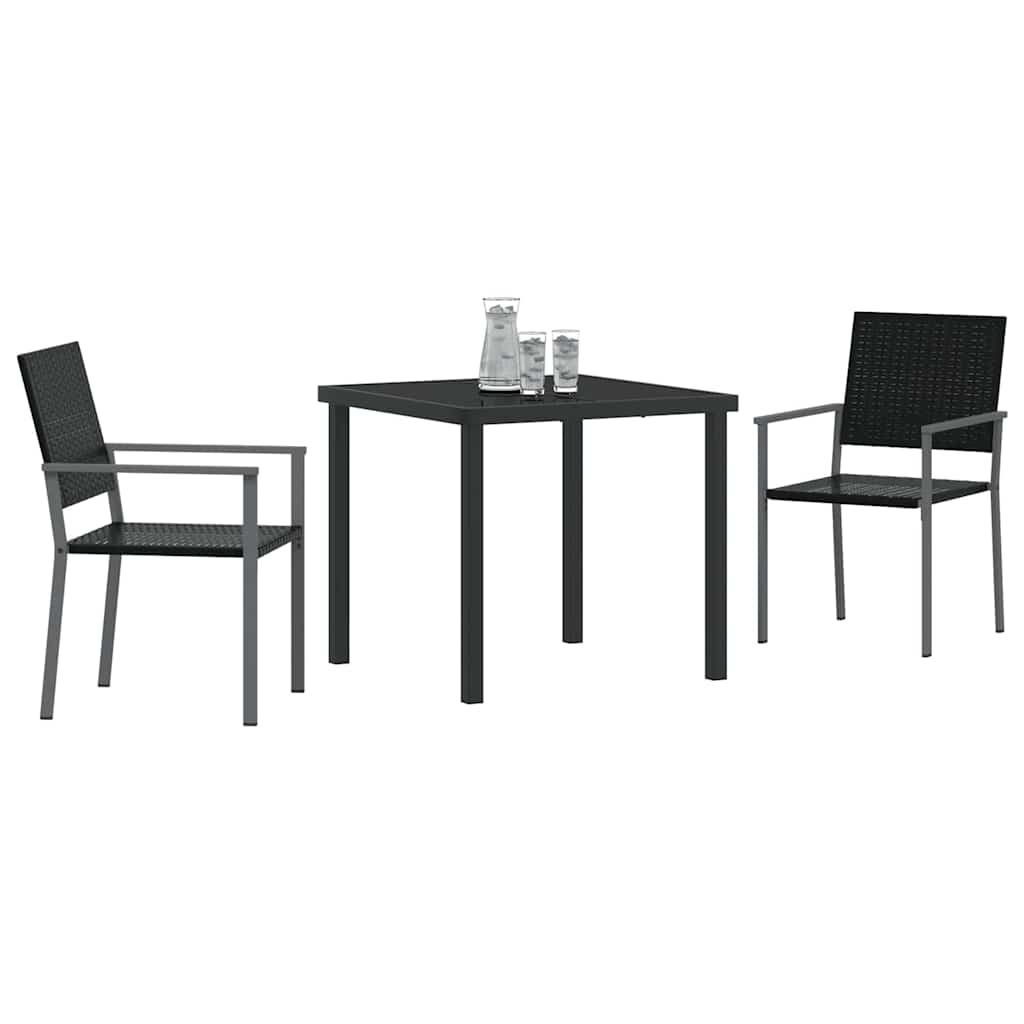 Conjunto de Comedor de Jardín 3 pcs Negro Ratán sintético