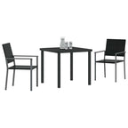 Conjunto de Comedor de Jardín 3 pcs Negro Ratán sintético