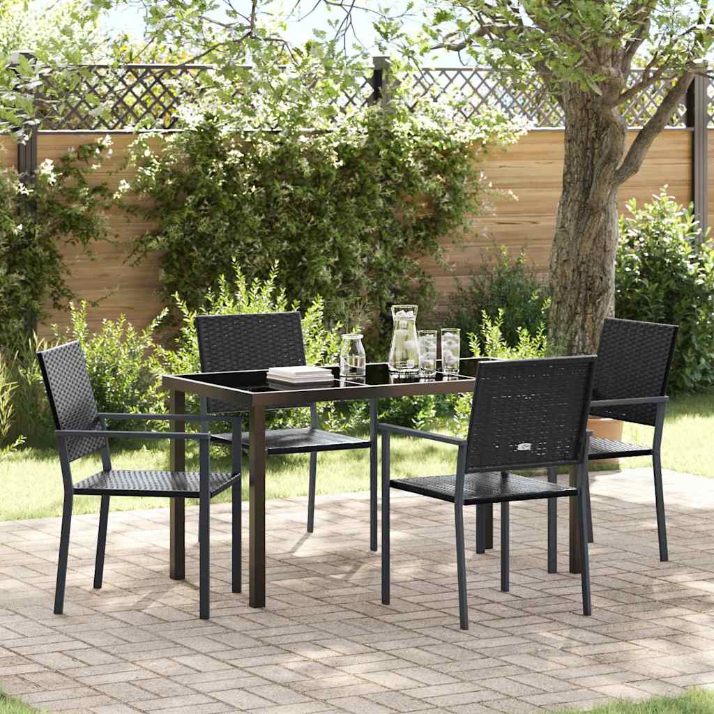 Conjunto de Comedor de Jardín 3 pcs Negro Ratán sintético