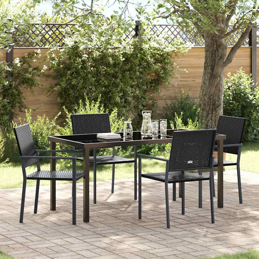 Conjunto de Comedor de Jardín 3 pcs Negro Ratán sintético