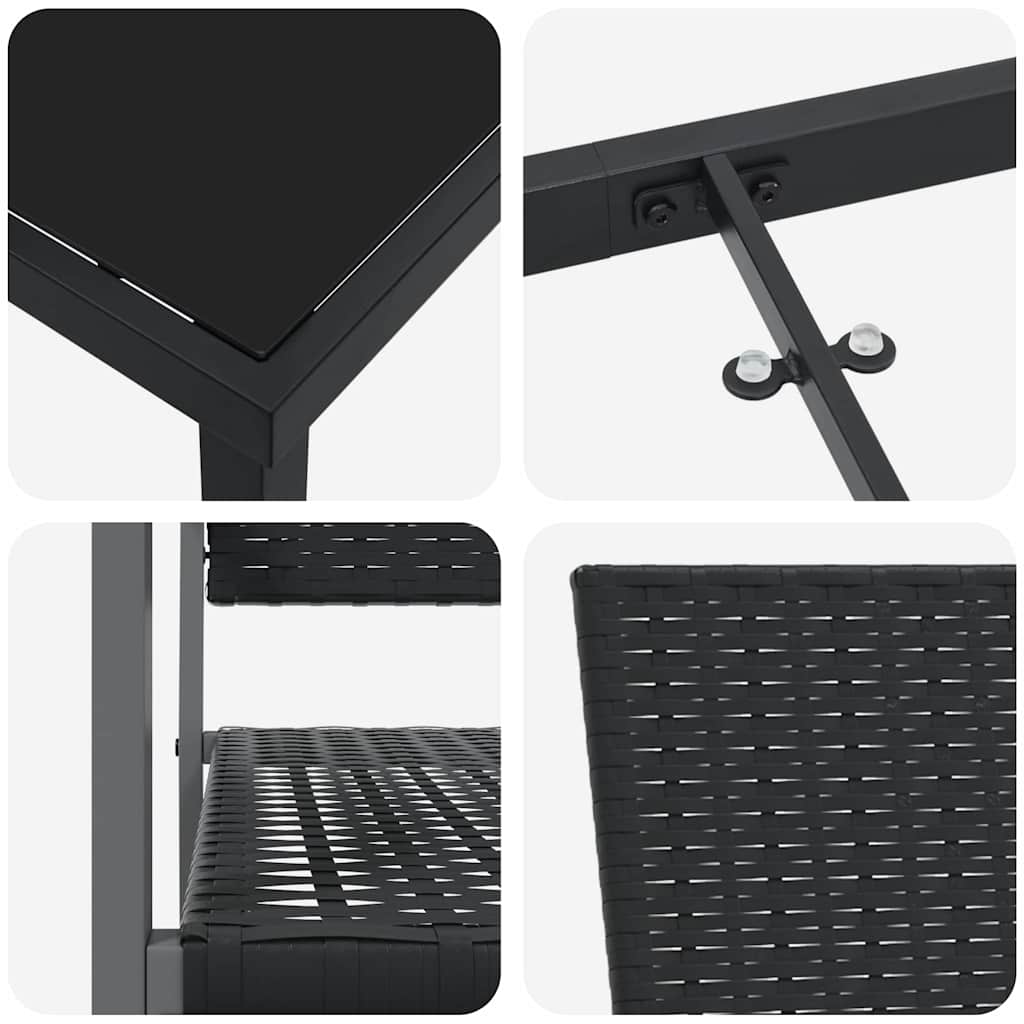 Conjunto de Comedor de Jardín 7 pcs Negro Ratán sintético