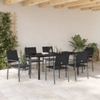 Conjunto de Comedor de Jardín 7 pcs Negro Ratán sintético