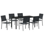 Conjunto de Comedor de Jardín 7 pcs Negro Ratán sintético