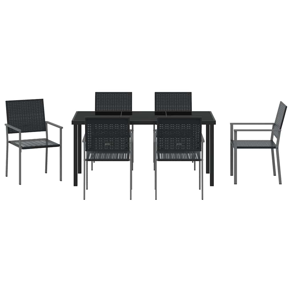 Conjunto de Comedor de Jardín 7 pcs Negro Ratán sintético