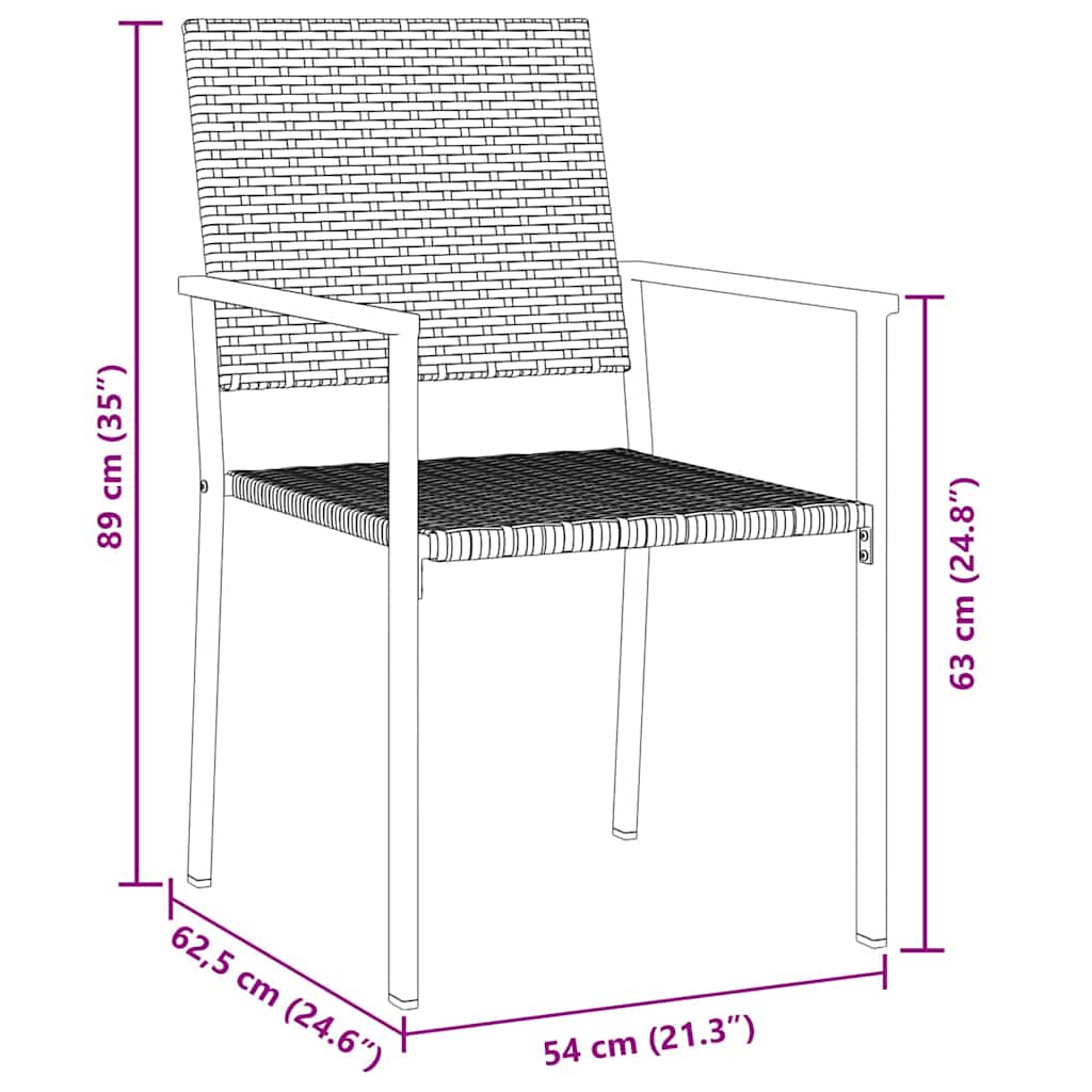 Conjunto de Comedor de Jardín 7 pcs Negro Ratán sintético