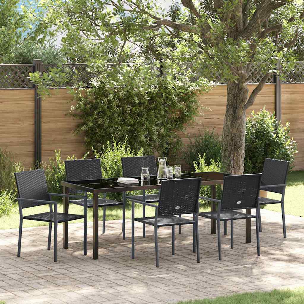 Conjunto de Comedor de Jardín 7 pcs Negro Ratán sintético