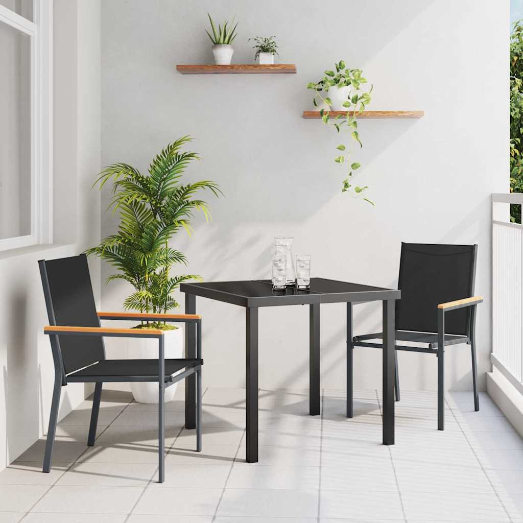 Conjunto de Refeição de Jardim 11 Peças Preto Aço