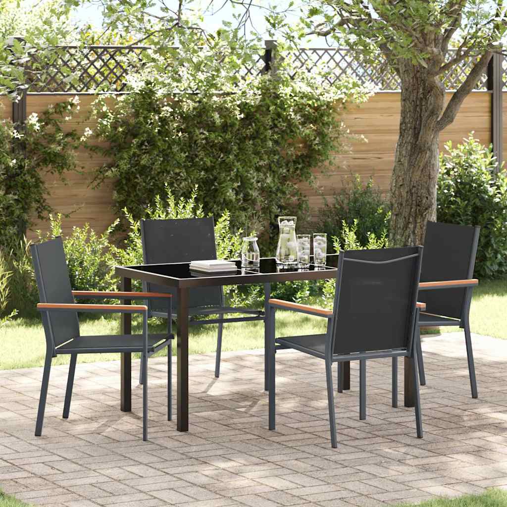 Conjunto de Refeição de Jardim 11 Peças Preto Aço