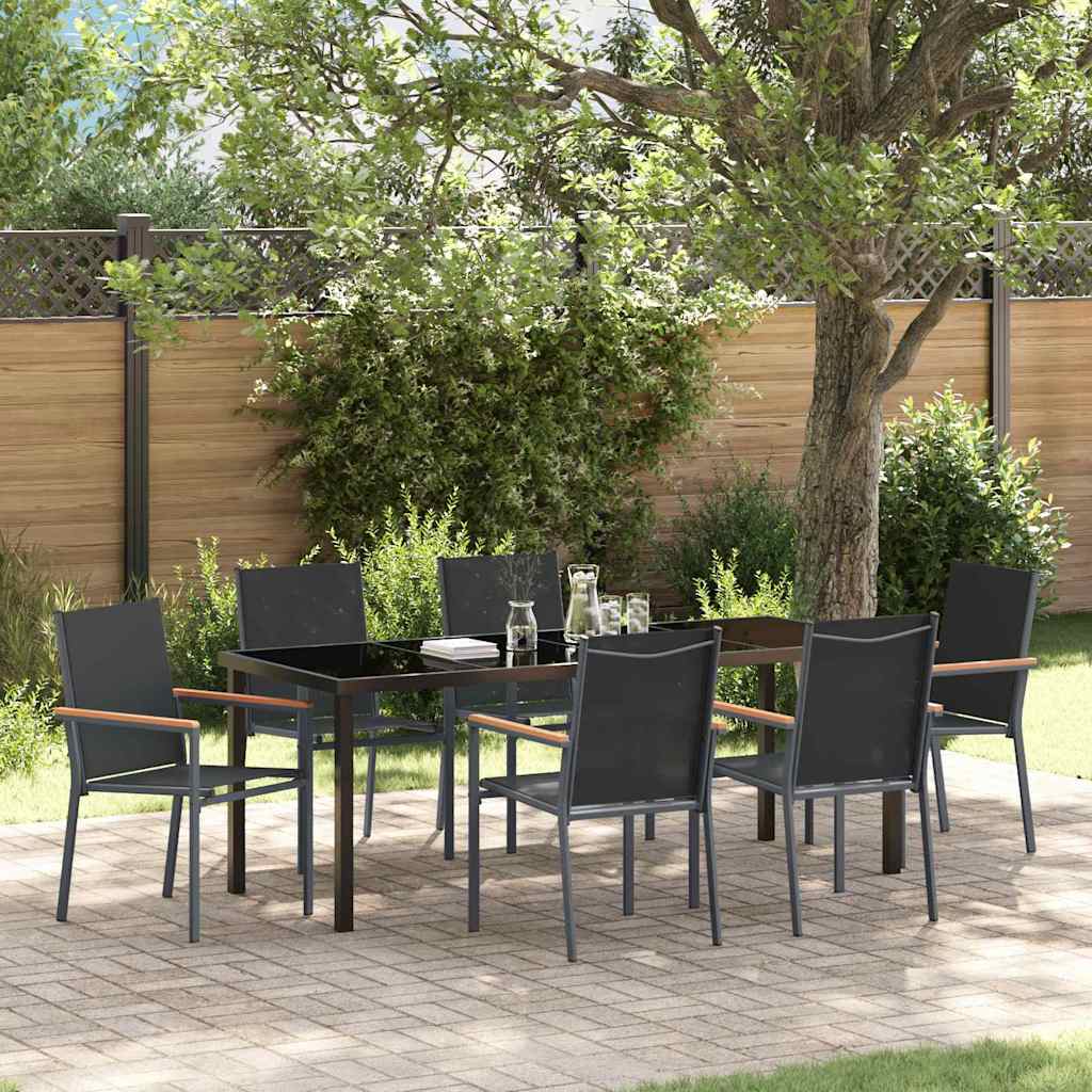 Conjunto de Refeição de Jardim 11 Peças Preto Aço