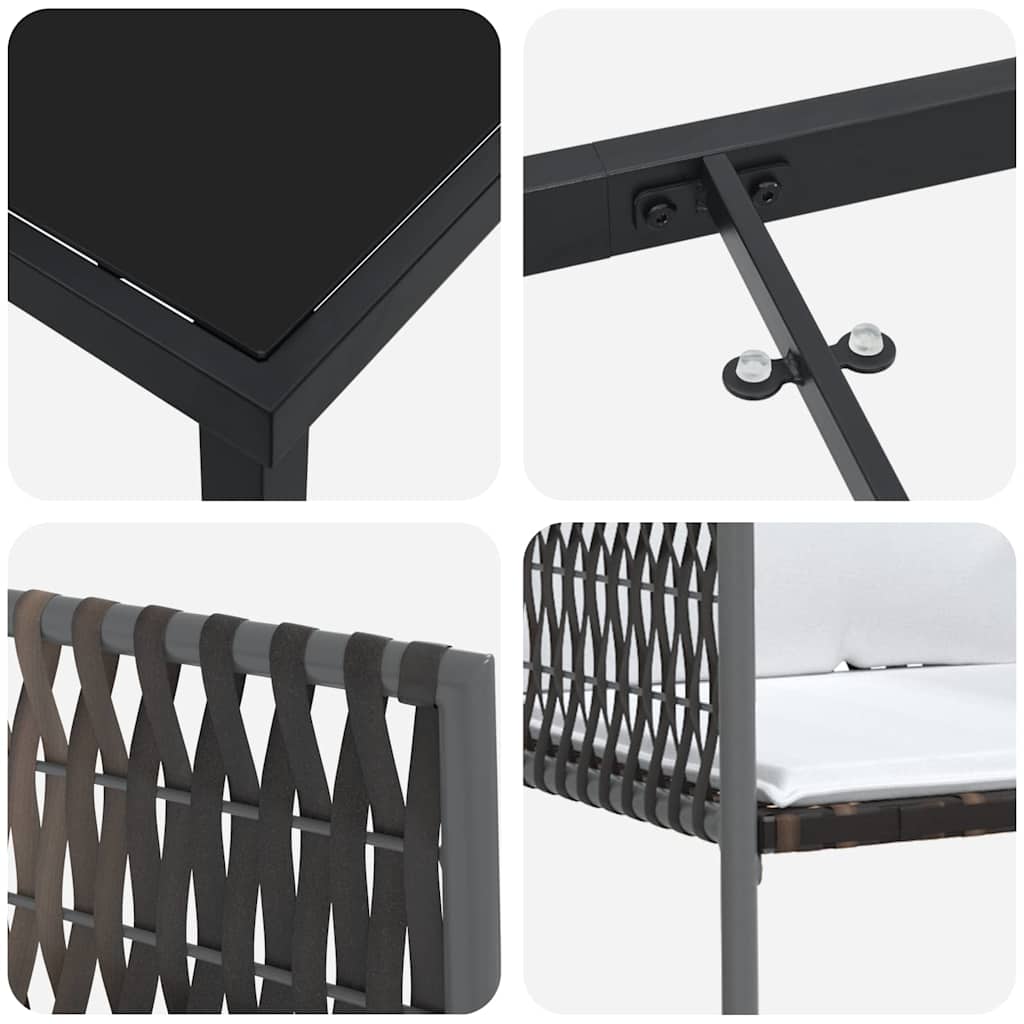 Conjunto de Comedor de Jardín 3 pcs Marrón y Negro