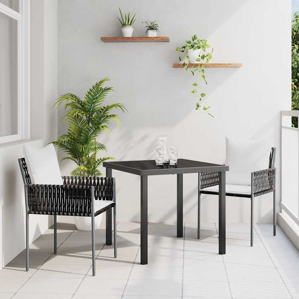 Conjunto de Comedor de Jardín 3 pcs Marrón y Negro