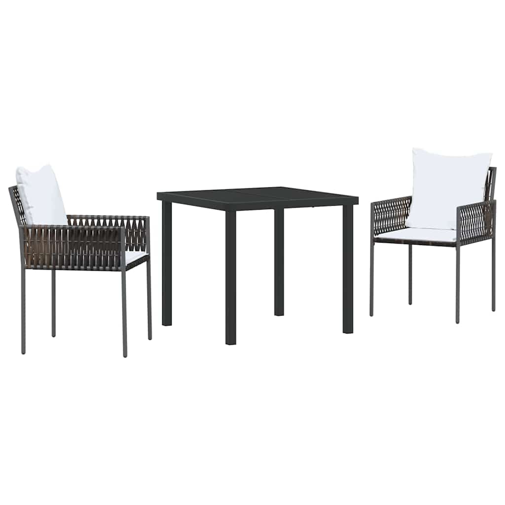 Conjunto de Comedor de Jardín 3 pcs Marrón y Negro