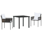 Conjunto de Comedor de Jardín 3 pcs Marrón y Negro