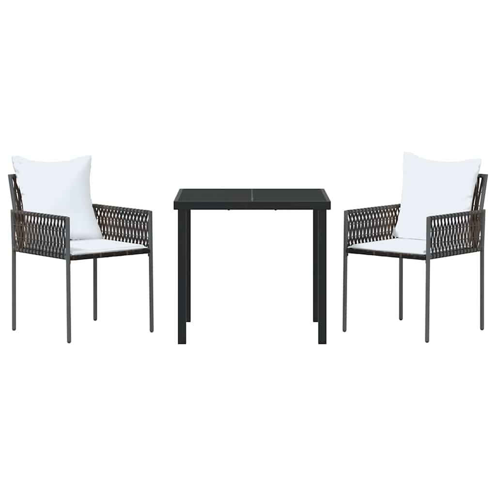 Conjunto de Comedor de Jardín 3 pcs Marrón y Negro