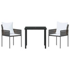 Conjunto de Comedor de Jardín 3 pcs Marrón y Negro