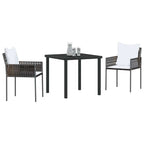 Conjunto de Comedor de Jardín 3 pcs Marrón y Negro