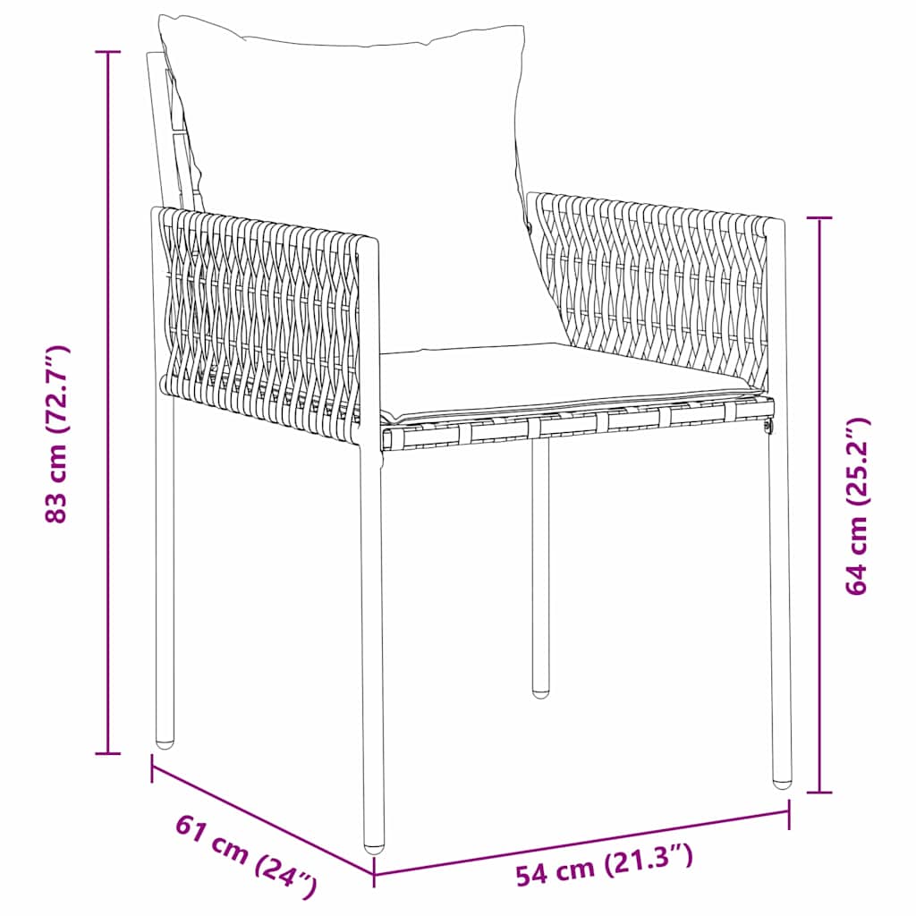 Conjunto de Comedor de Jardín 3 pcs Marrón y Negro