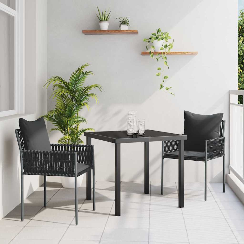 Conjunto de Comedor de Jardín 3 pcs Marrón y Negro