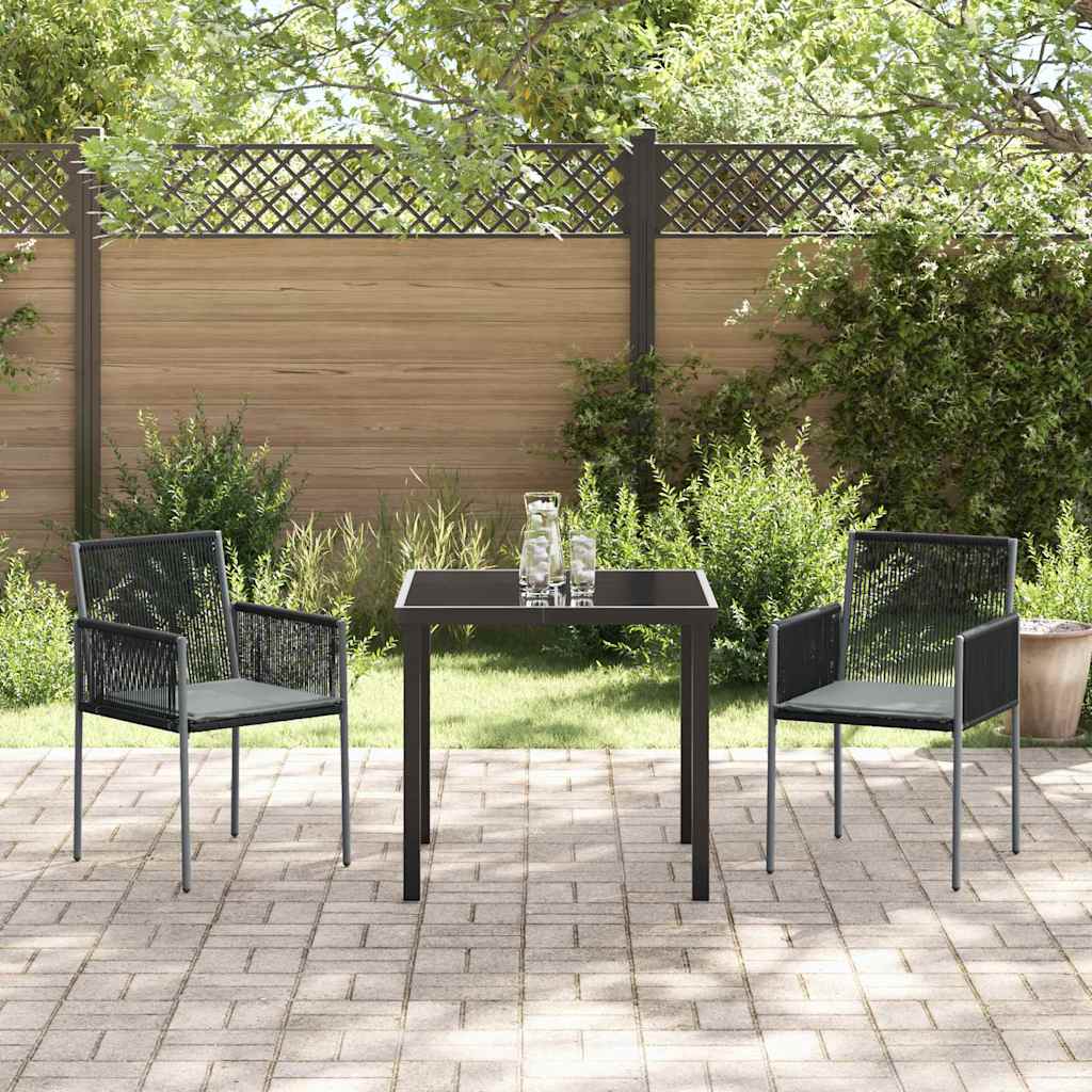 Conjunto de Comedor de Jardín 3 pcs Negro Ratán sintético