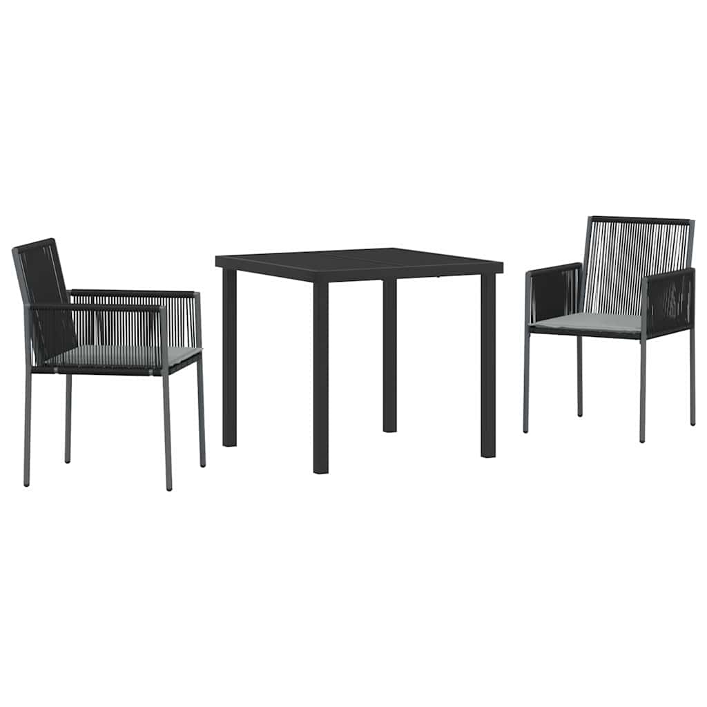 Conjunto de Comedor de Jardín 3 pcs Negro Ratán sintético