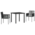 Conjunto de Comedor de Jardín 3 pcs Negro Ratán sintético