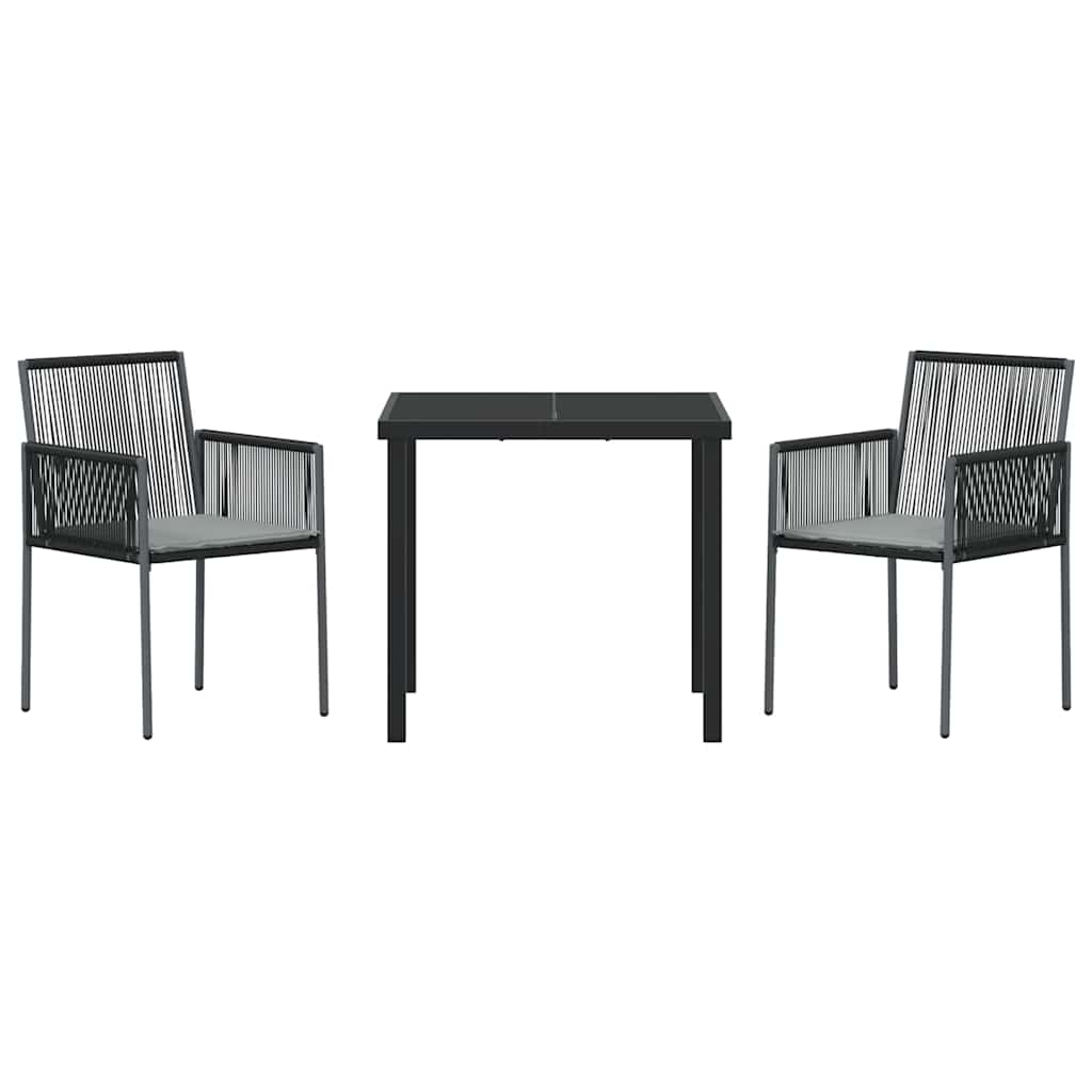 Conjunto de Comedor de Jardín 3 pcs Negro Ratán sintético