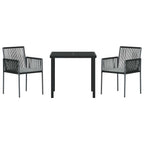 Conjunto de Comedor de Jardín 3 pcs Negro Ratán sintético
