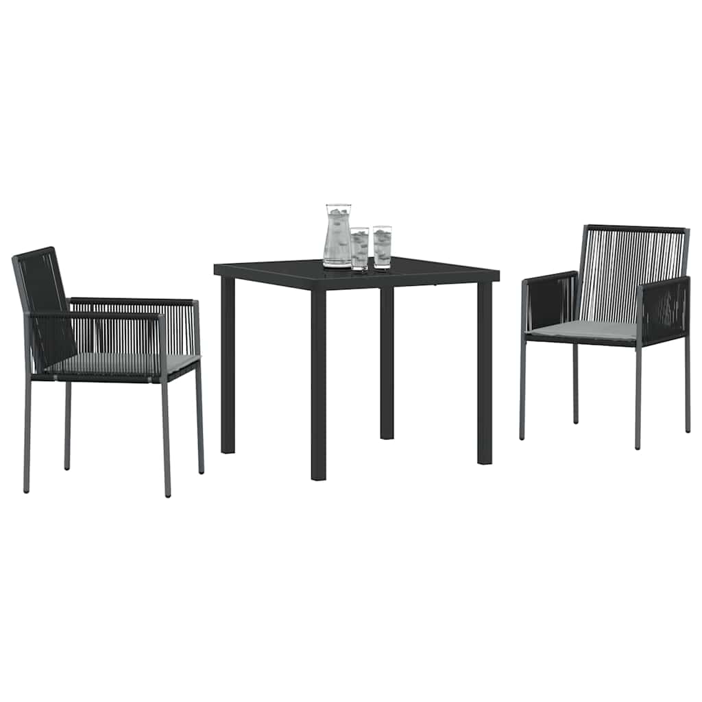 Conjunto de Comedor de Jardín 3 pcs Negro Ratán sintético