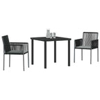 Conjunto de Comedor de Jardín 3 pcs Negro Ratán sintético
