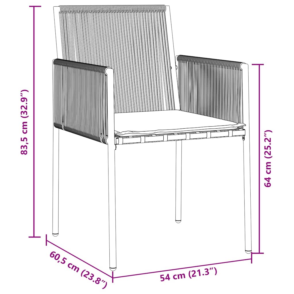 Conjunto de Comedor de Jardín 3 pcs Negro Ratán sintético