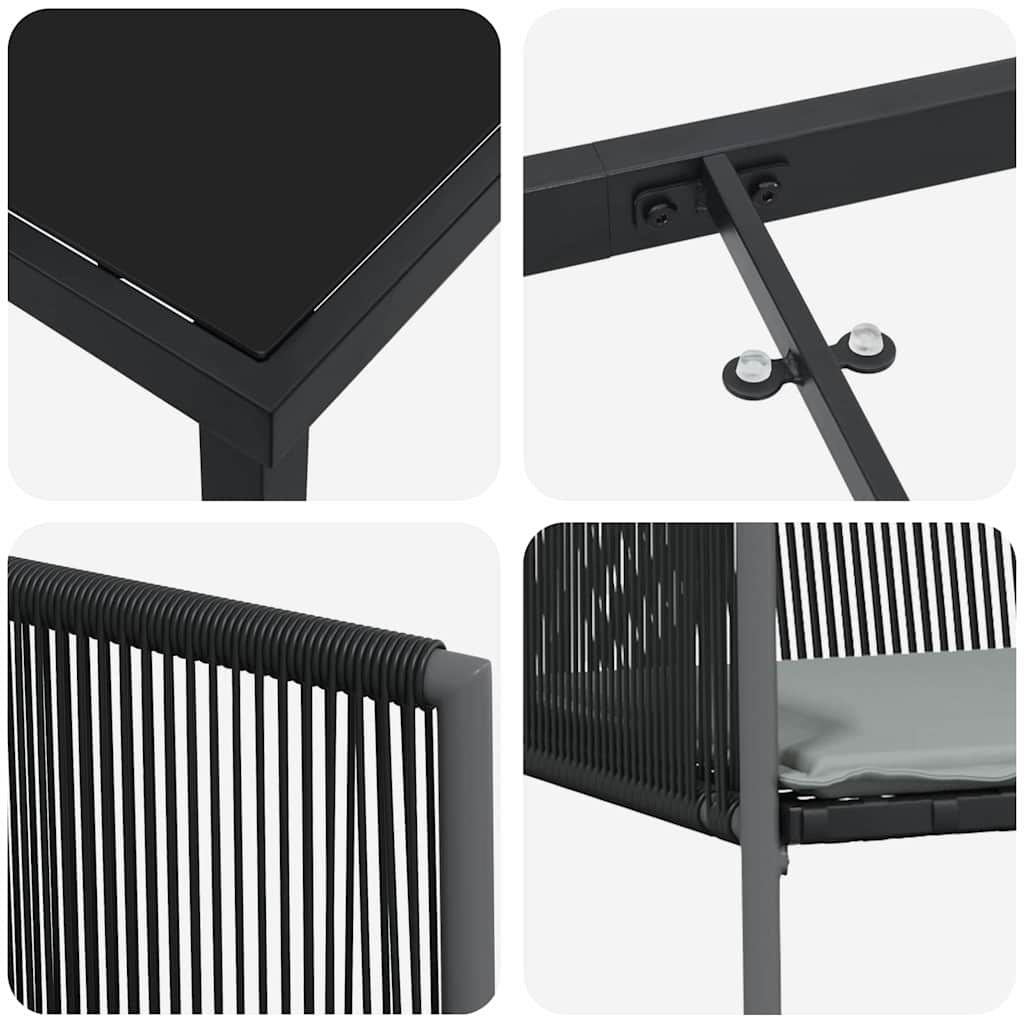 Conjunto de Comedor de Jardín 5 pcs Negro Ratán sintético
