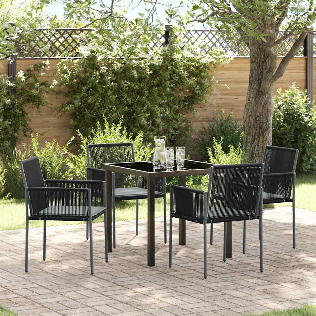 Conjunto de Jantar de Jardim 5 peças Preto Rattan Sintético