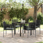 Conjunto de Comedor de Jardín 5 pcs Negro Ratán sintético