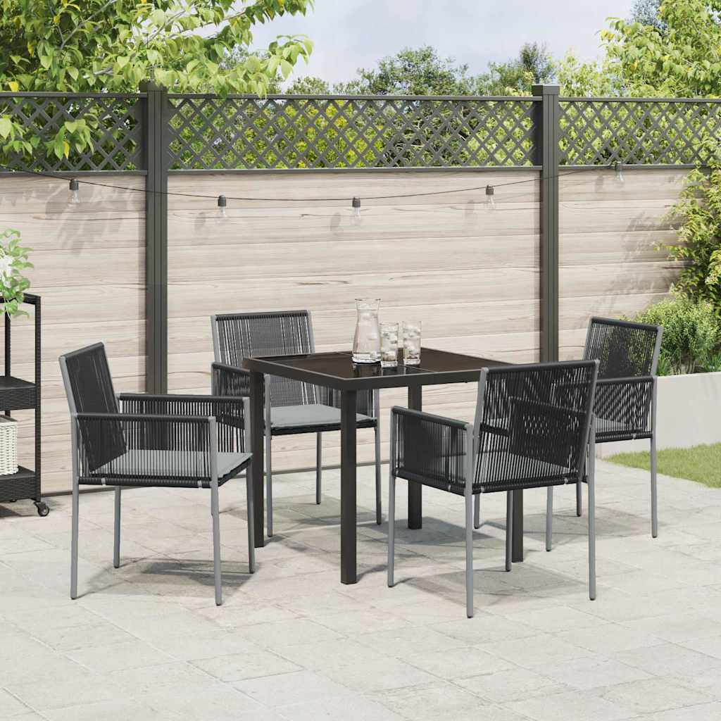 Conjunto de Comedor de Jardín 5 pcs Negro Ratán sintético