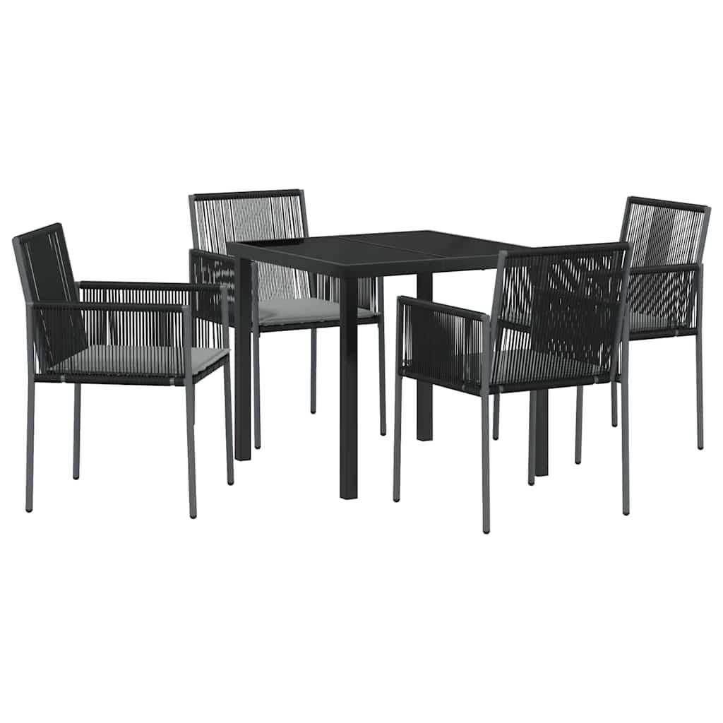Conjunto de Comedor de Jardín 5 pcs Negro Ratán sintético