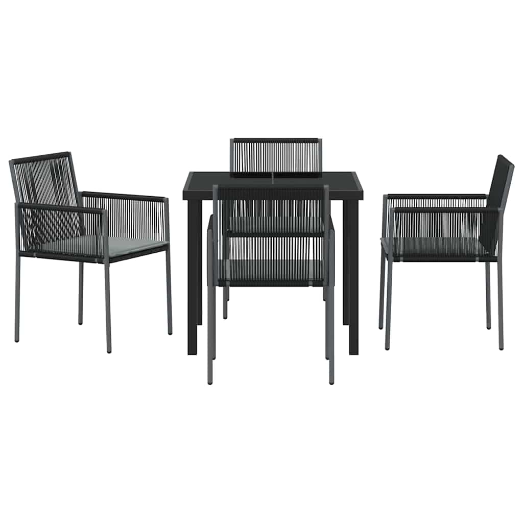 Conjunto de Comedor de Jardín 5 pcs Negro Ratán sintético